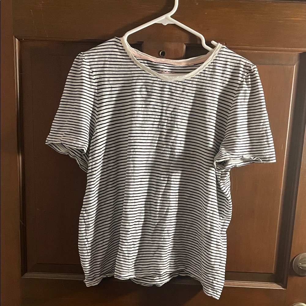 Boden Black and White Striped Top